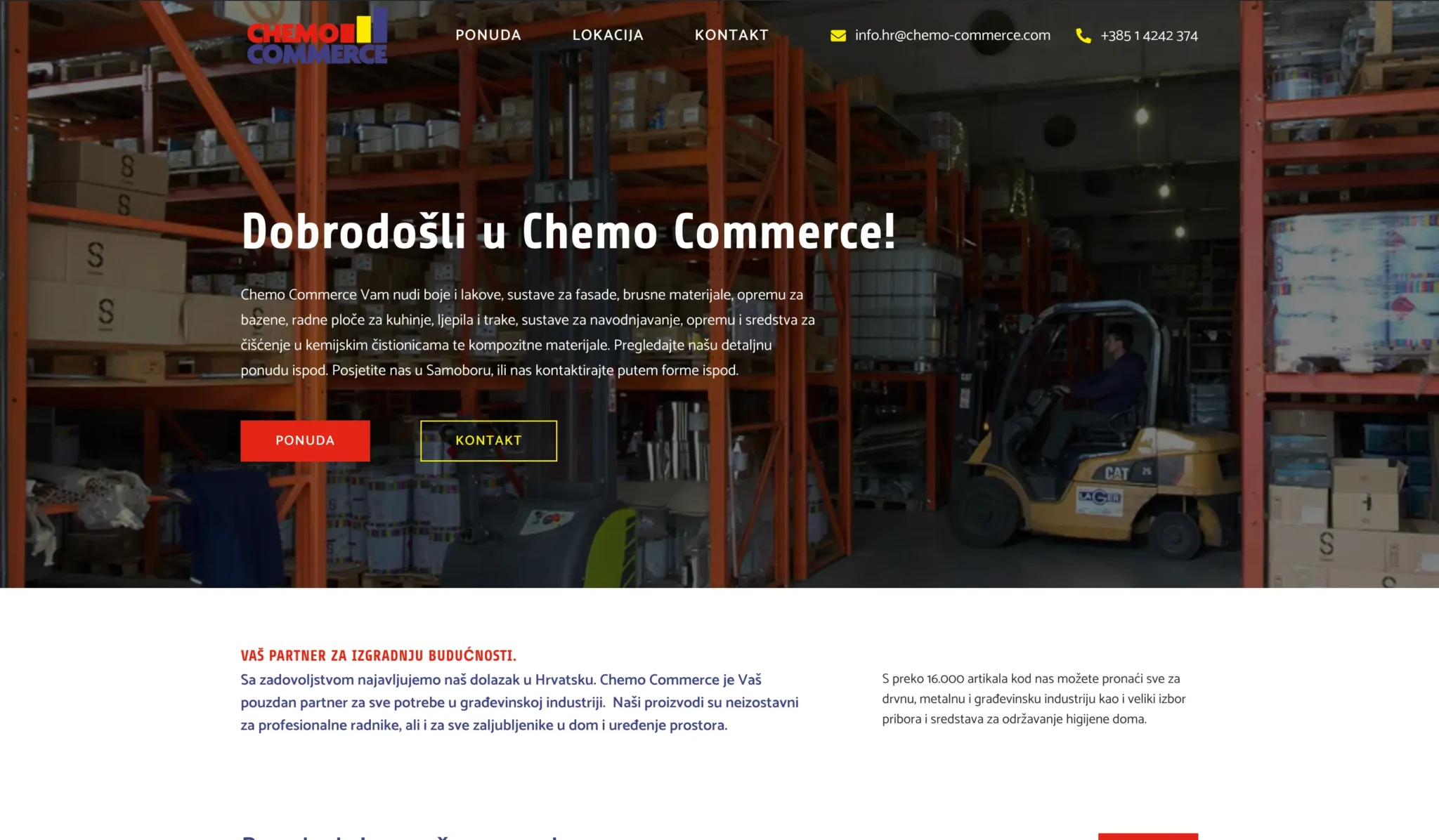 Web design example of Chemo Commerce's website